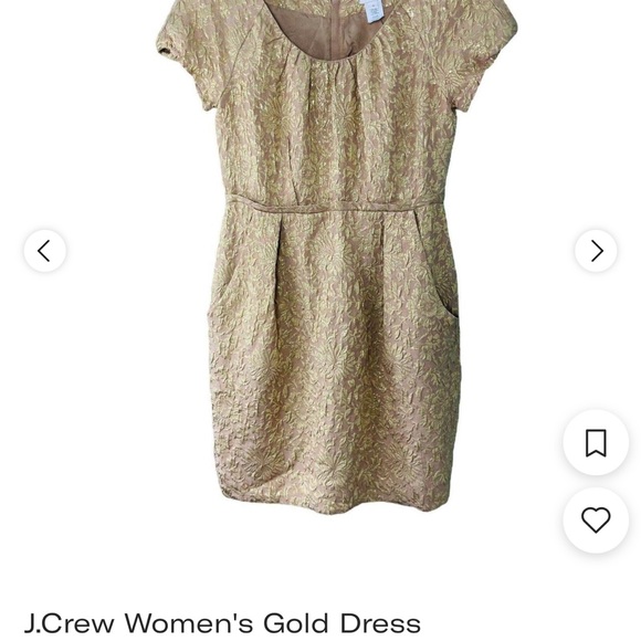 J. Crew gold cocktail dress, size 12, gently worn - Picture 4 of 4